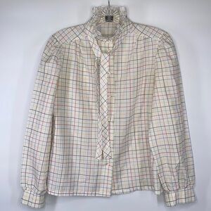 Vintage Petites By Jonquil Petites Multi Color Striped Blouse Size 10 Secretary